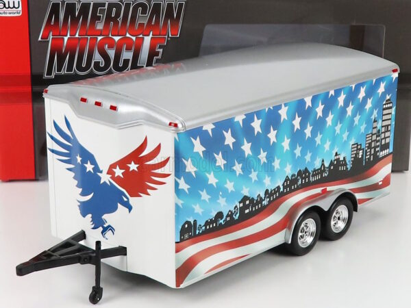 Enclosed Trailer Patriotic Bold and Brave 1/18 Scale Autoworld
